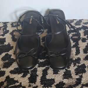 Larroude Black Strappy Heels